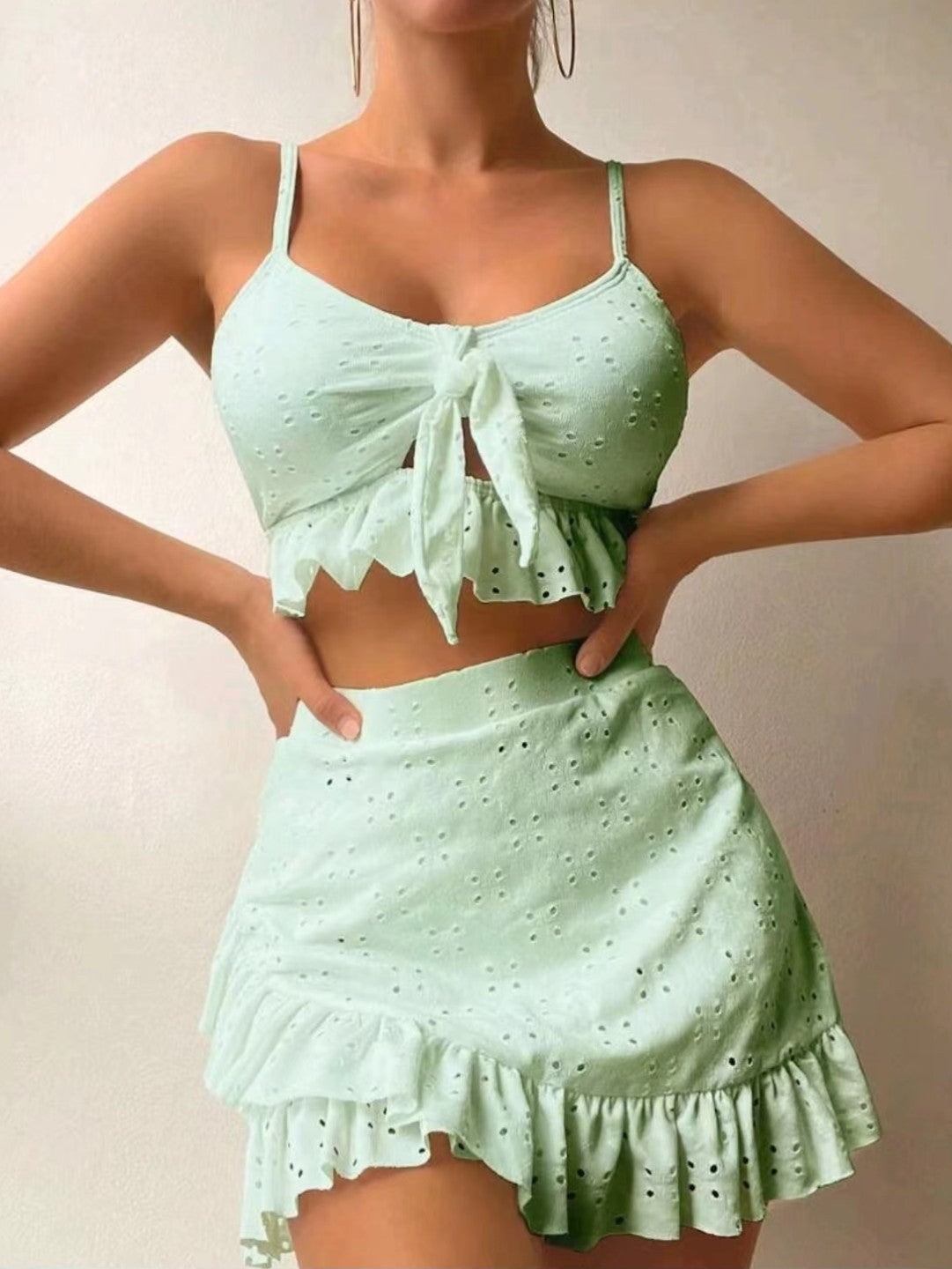Women's Split Hip Skirt Swimsuit Three-piece Bikini