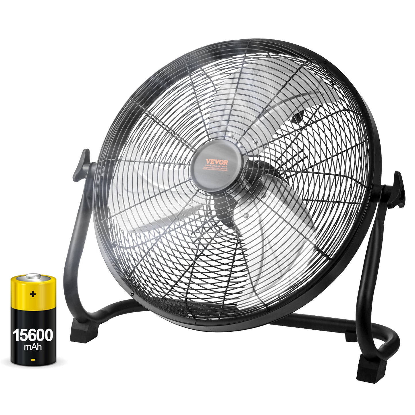 VEVOR 16'' Cordless Fan – Portable, Quiet, High-Velocity with 360° Pivot & Stepless Speed.