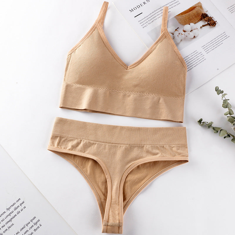 Women Bra Panties Set Push Up Sports Bra