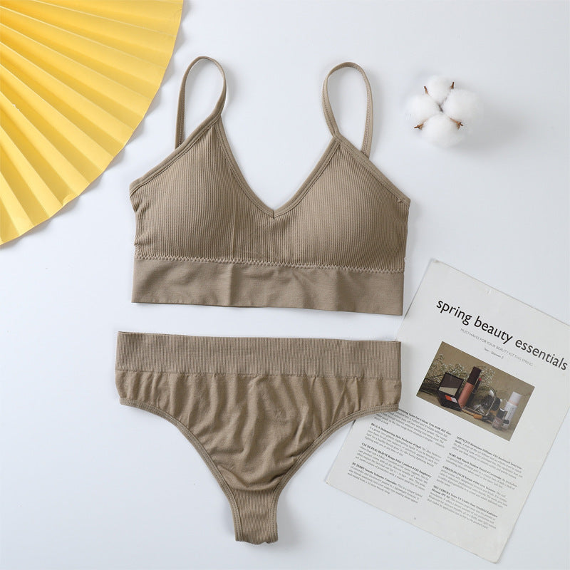 Women Bra Panties Set Push Up Sports Bra