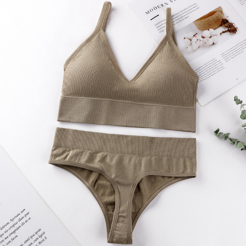 Women Bra Panties Set Push Up Sports Bra