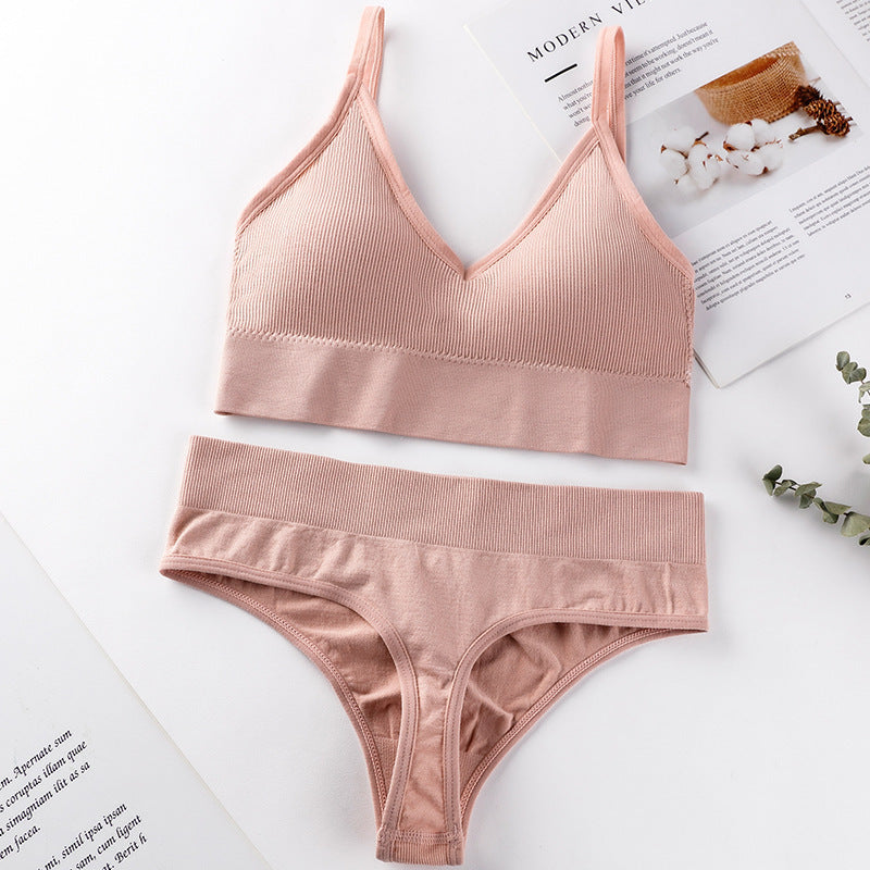 Women Bra Panties Set Push Up Sports Bra