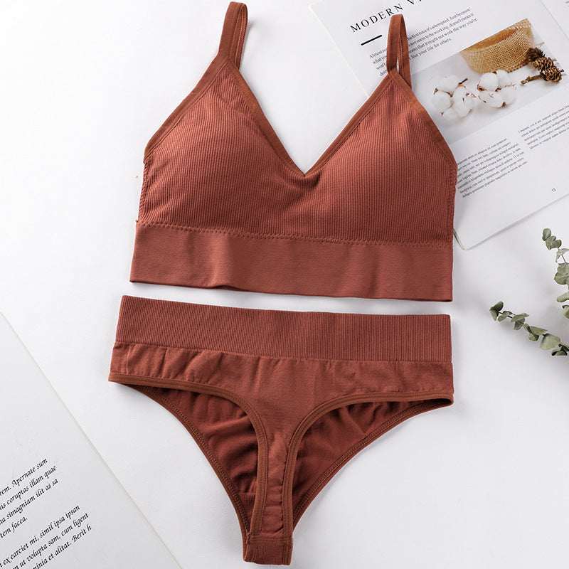 Women Bra Panties Set Push Up Sports Bra