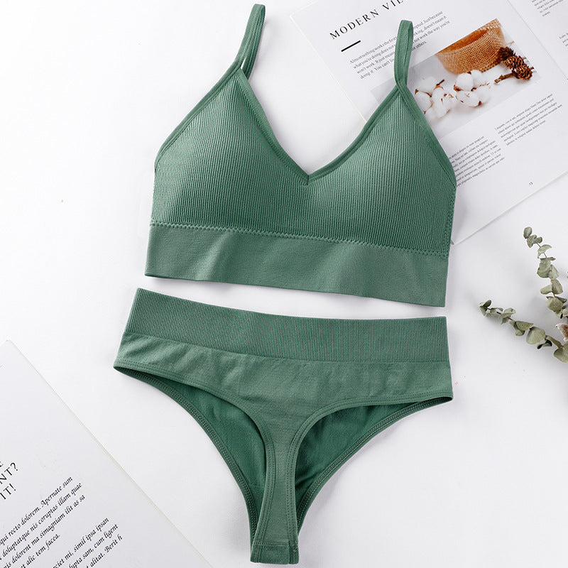 Women Bra Panties Set Push Up Sports Bra