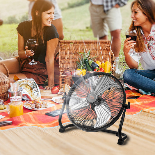 VEVOR 16'' Cordless Fan – Portable, Quiet, High-Velocity with 360° Pivot & Stepless Speed.